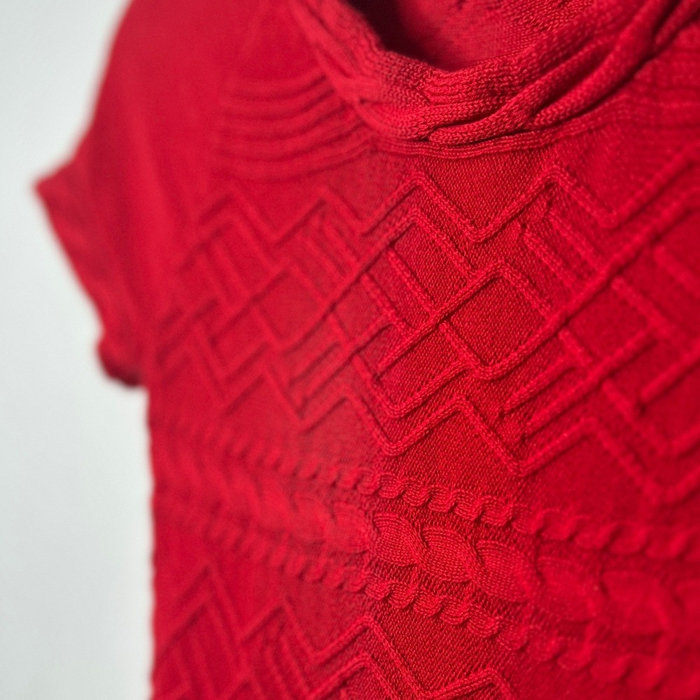 Athleta Alta Sweater Dress XS Red Organic Cotton Wool Braided Twee Collegiate - Picture 6 of 15